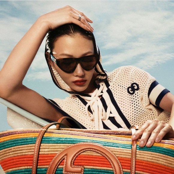 NEW GUCCI CAT EYE WOMEN HAVANA BROWN SUNGLASSES - Picture 7 of 13